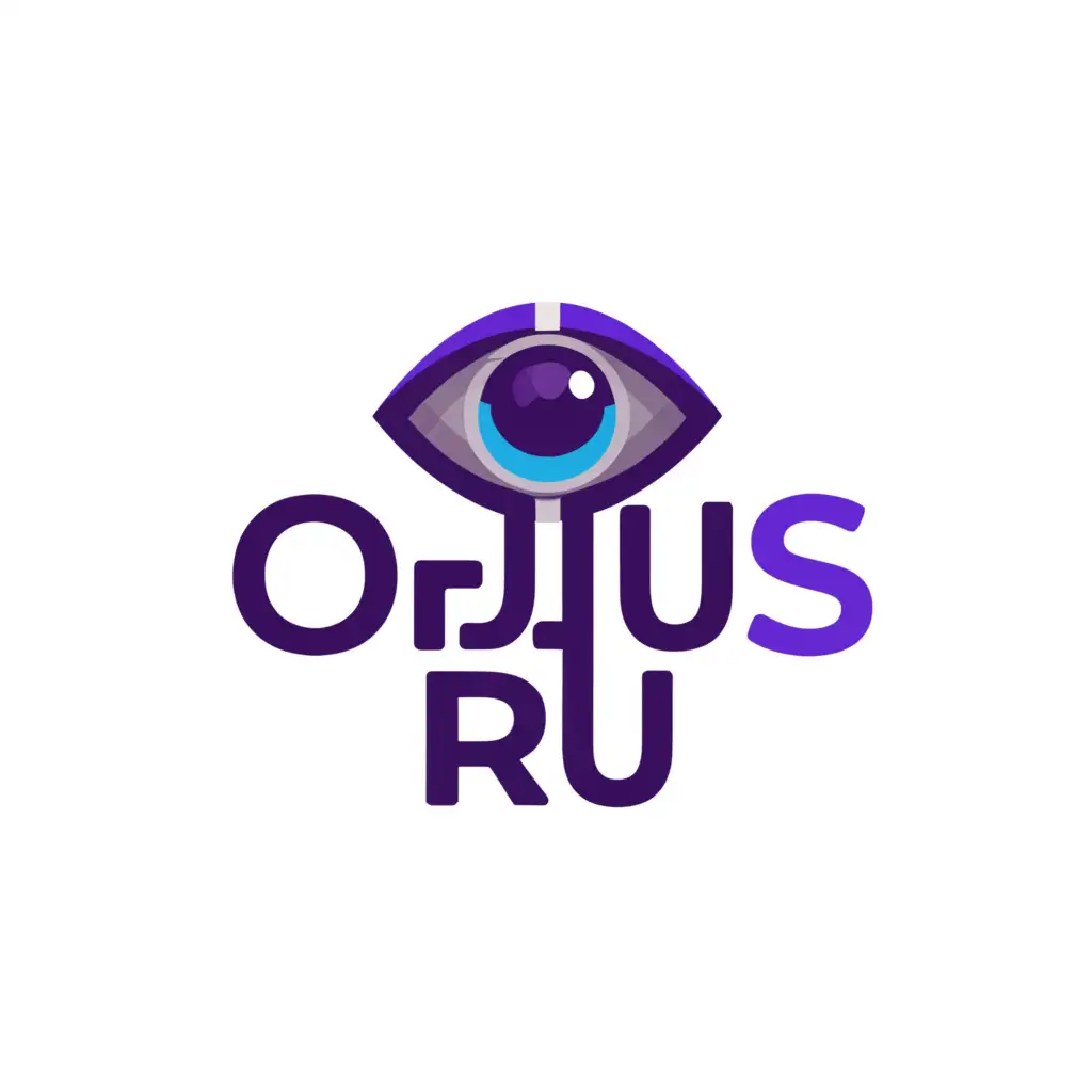 a logo design,with the text "Orjus.Ru", main symbol:Eye, violet,Moderate,be used in Religious industry,clear background
