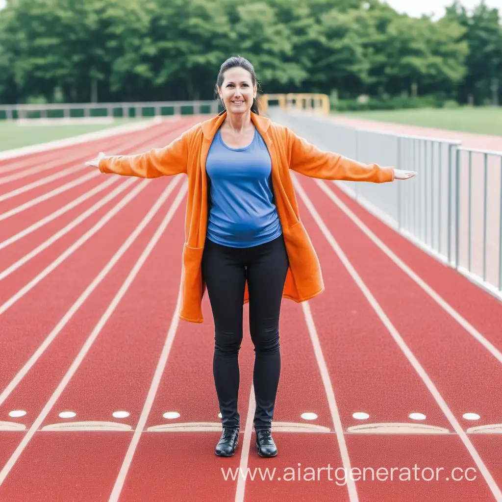 Supportive-Mothers-Standing-in-Training-Track-for-Childrens-Exercise