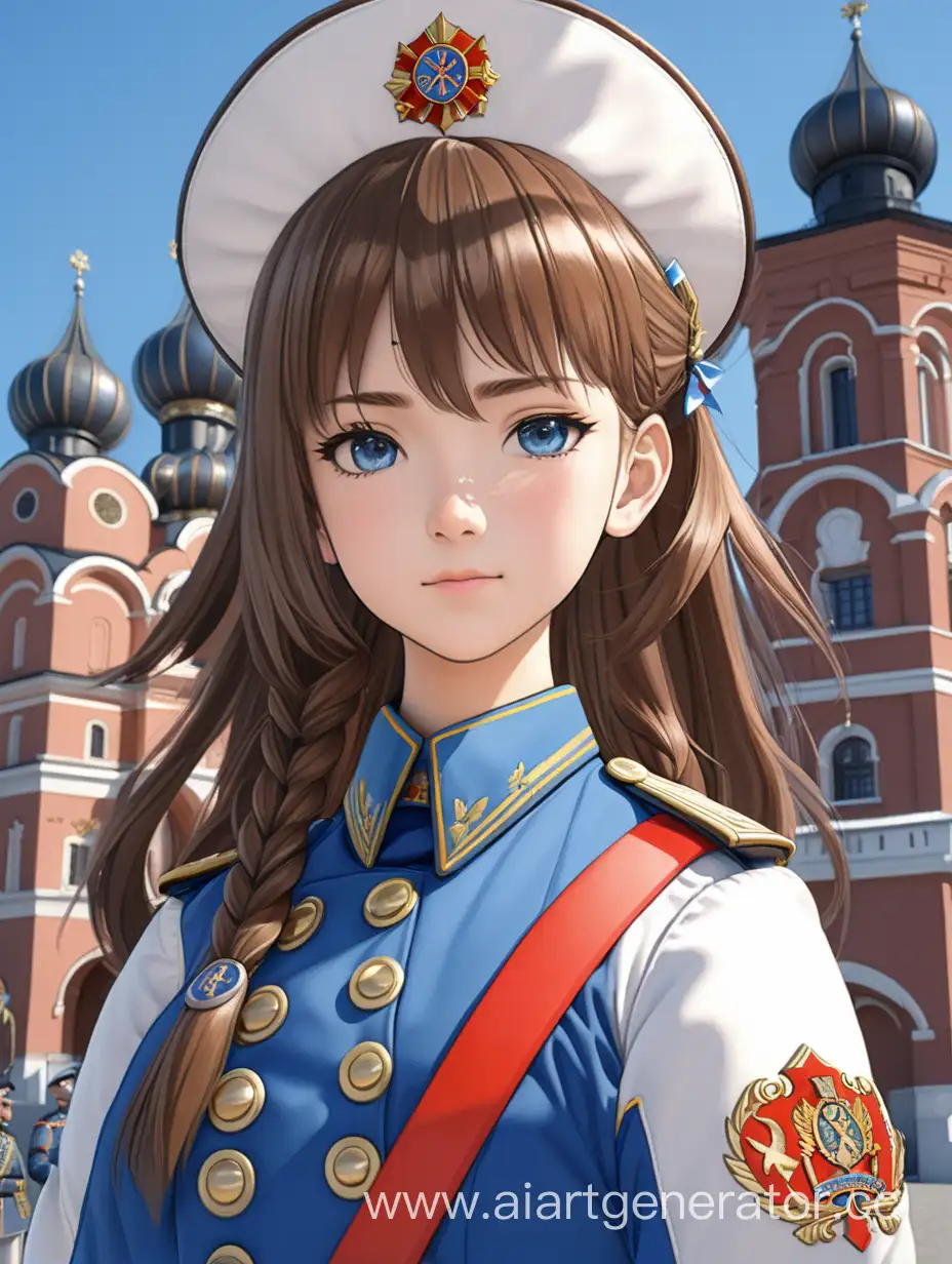 девочка в стиле аниме в форме преображенского полка при Петре первом