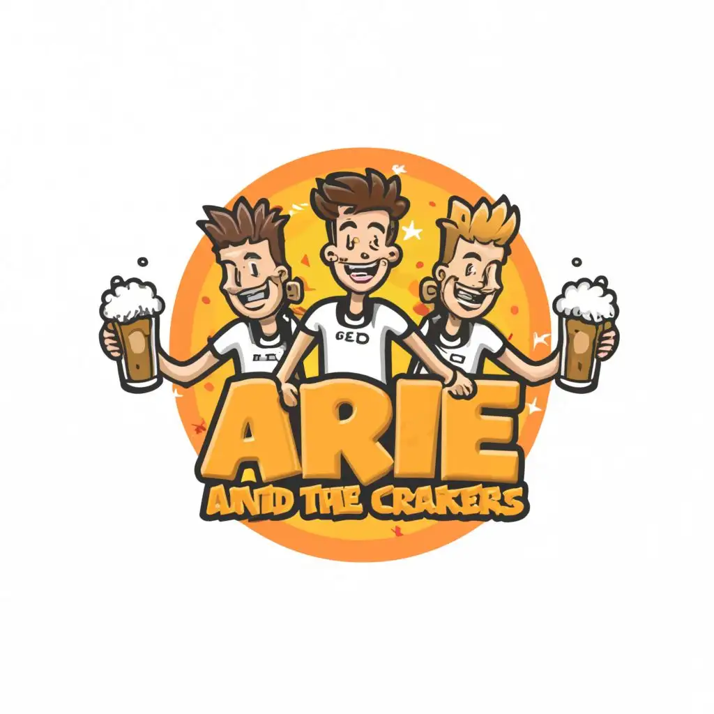 a logo design,with the text "Arie and the Crackers", main symbol:group of boys
beer cheers,Moderate,clear background