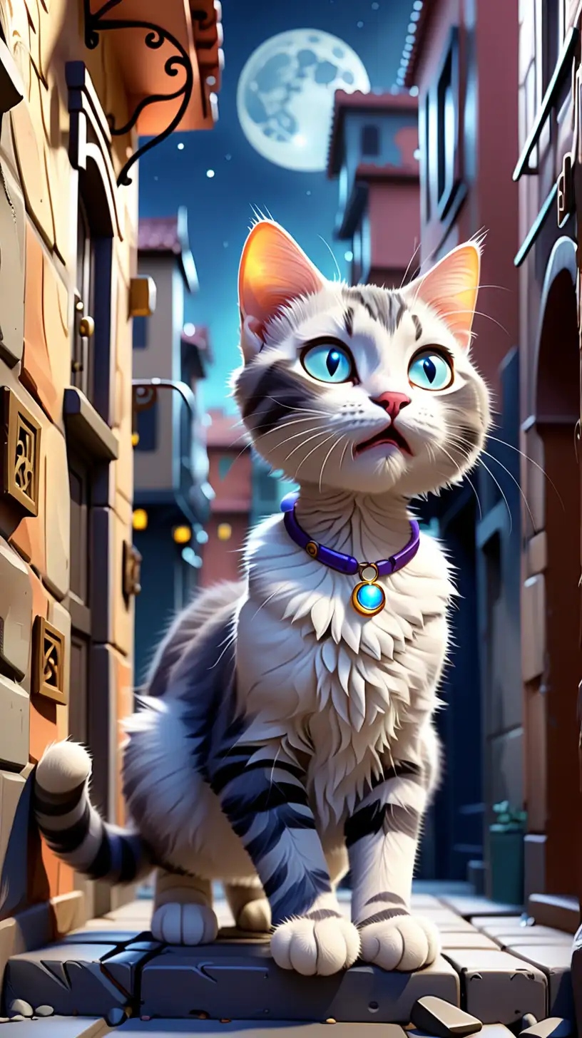 Curious Cat Luna Explores Enchanting Cityscape