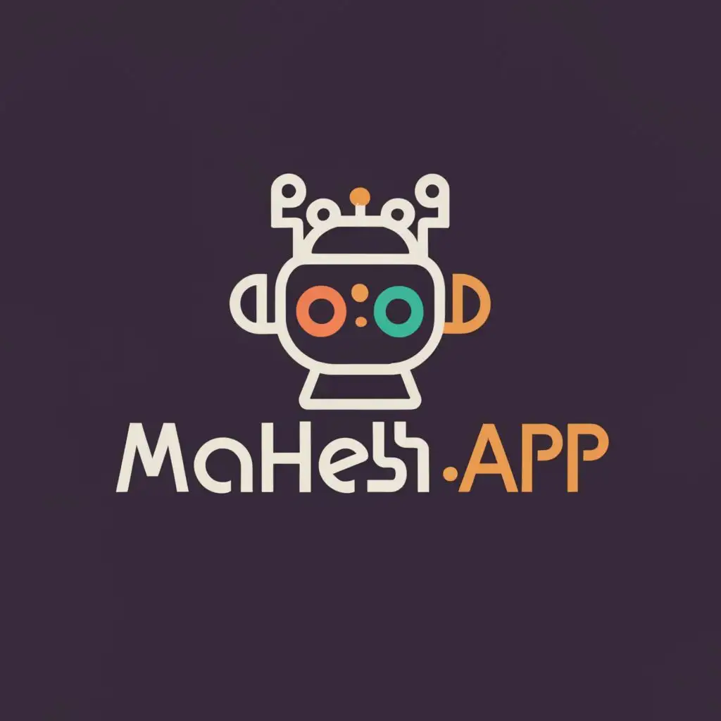 a logo design,with the text "Mahesh.App", main symbol:Robots and microphone,Minimalistic,be used in Technology industry,clear background