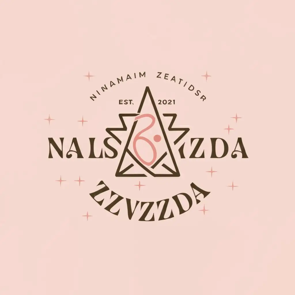 a logo design,with the text "Nails Zvezda", main symbol:An eight-pointed star, pink and beige colors, flowers,Minimalistic,be used in Beauty Spa industry,clear background