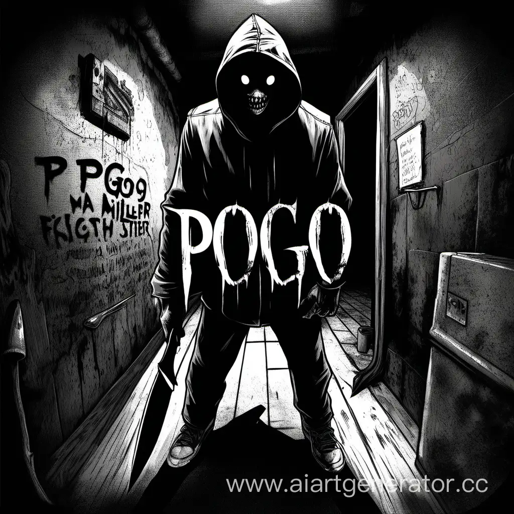 Mysterious-Hooded-Killer-in-Dark-Basement-with-Pogo-Graffiti