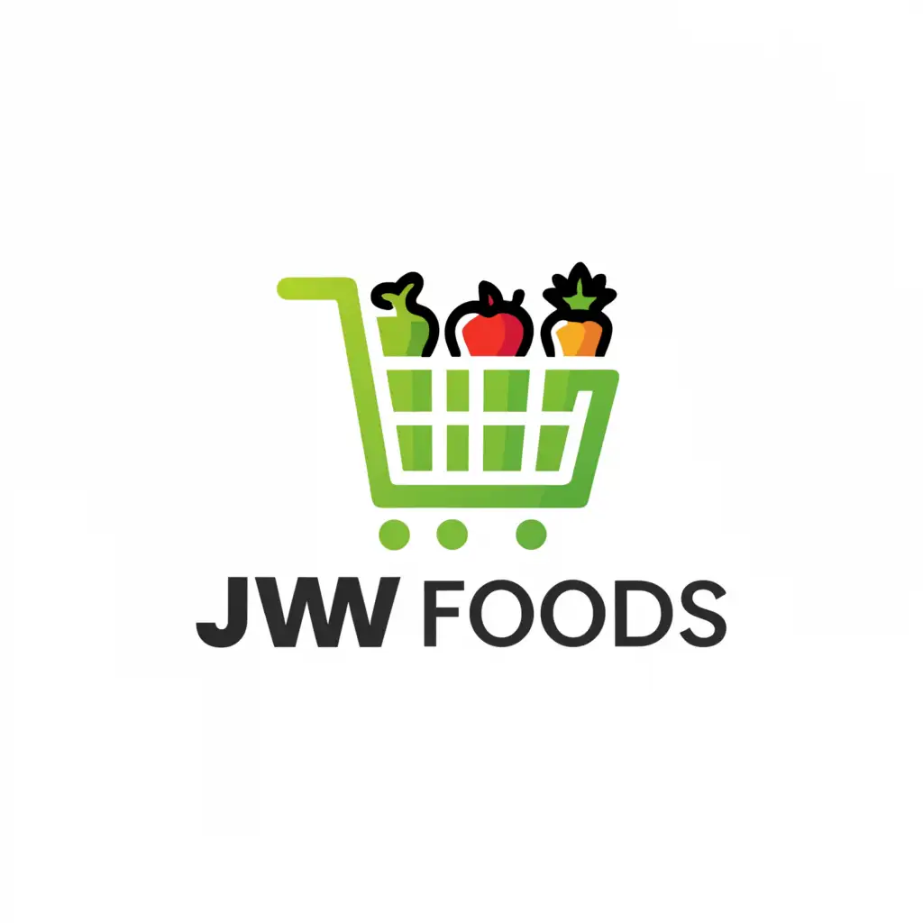 a logo design,with the text "JW Foods", main symbol:grocery,complex,be used in Retail industry,clear background
