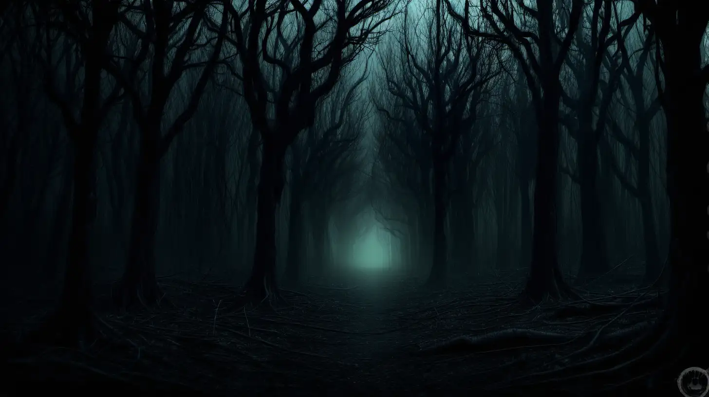 Enchanting Creepy Dark Forest Scene for Atmospheric Exploration