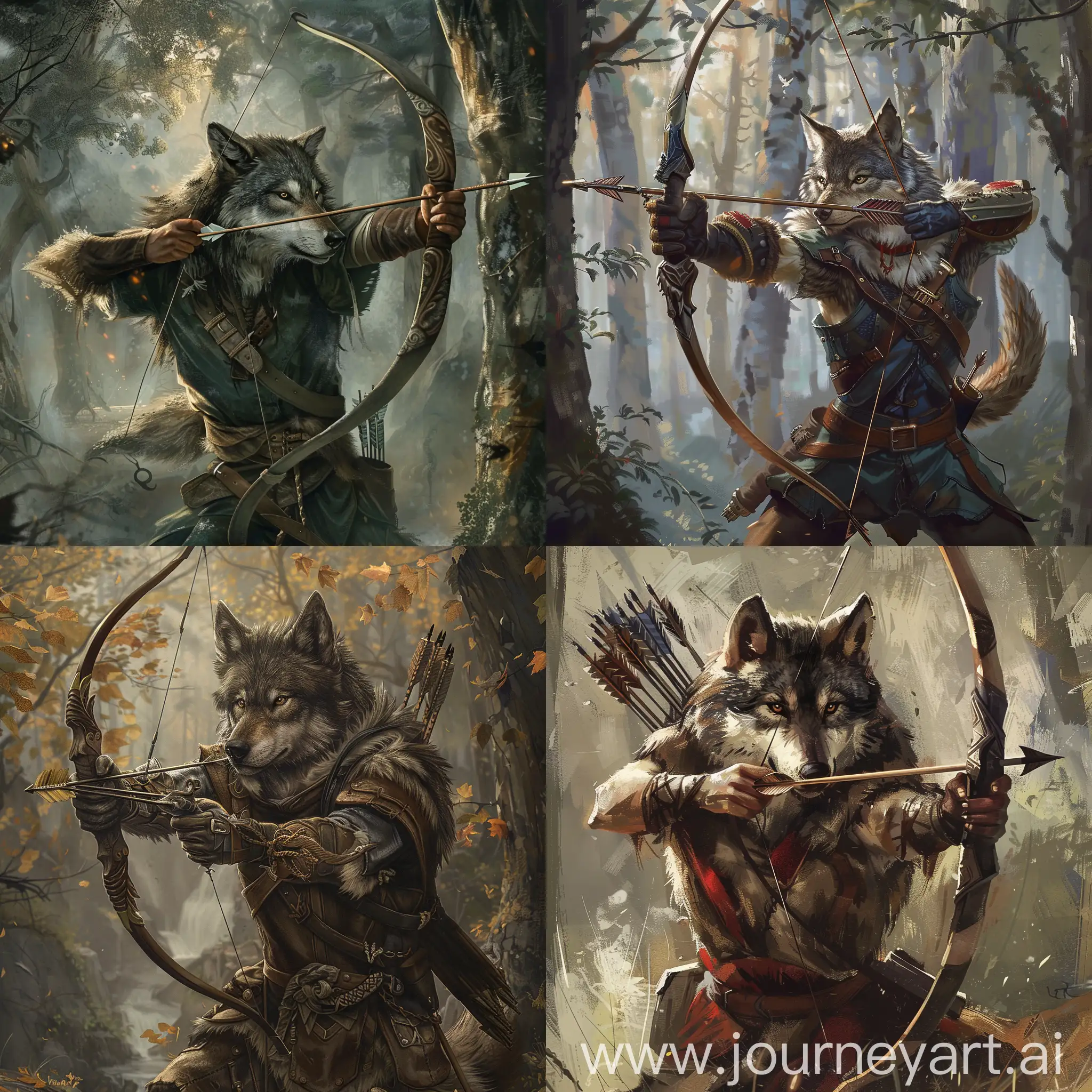 Fantasy-Wolf-Archer-in-Mysterious-Woods