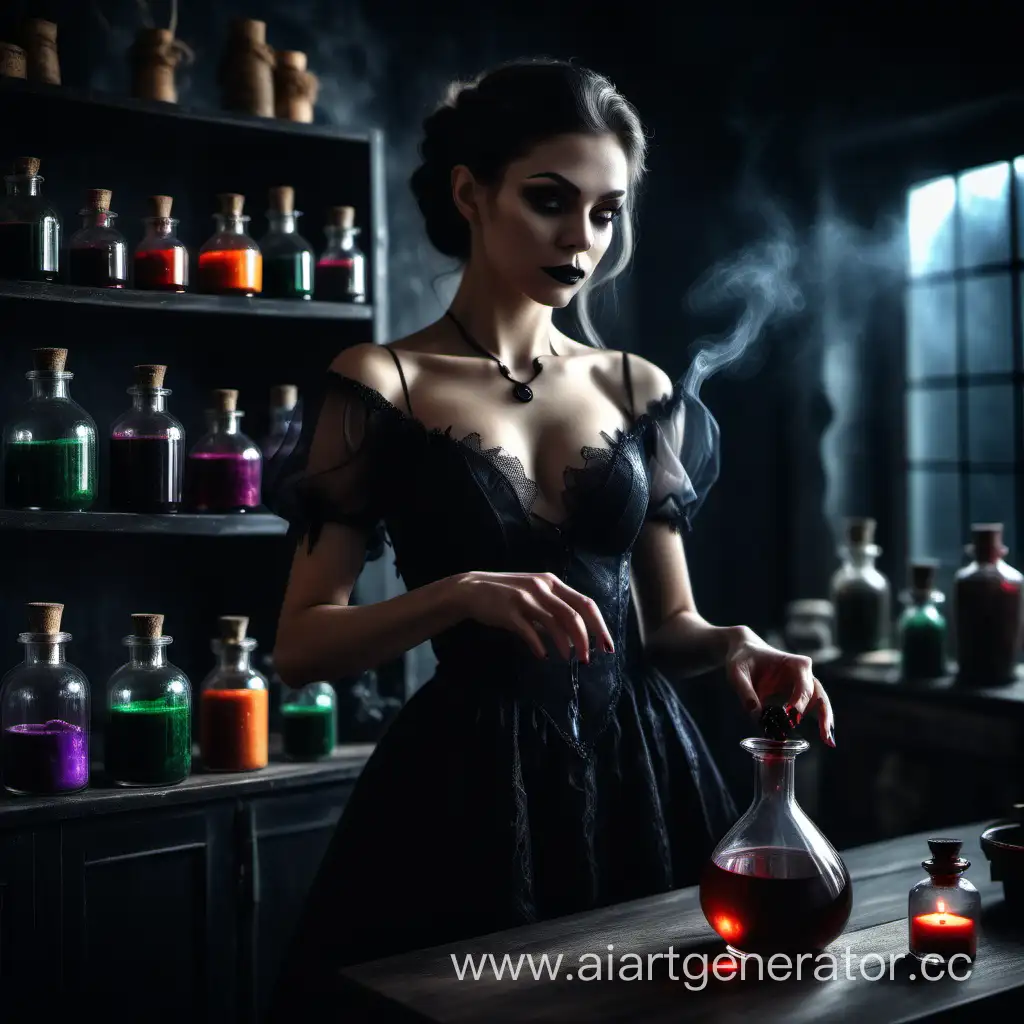 Enchanting-Witch-Crafting-Potion-in-Elegant-Black-Dress