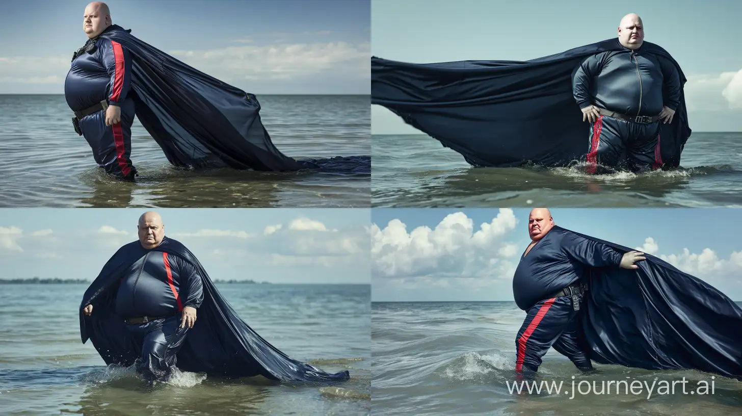 Elderly-Man-in-Silky-Navy-Tracksuit-Conquers-the-Sea-with-Bold-Style
