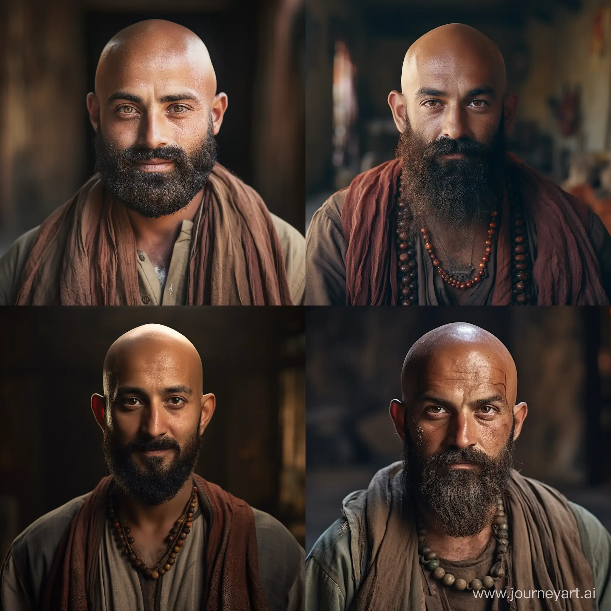 a bald bearded man from Nepal, who has hope to study in Australian university, cinematic style