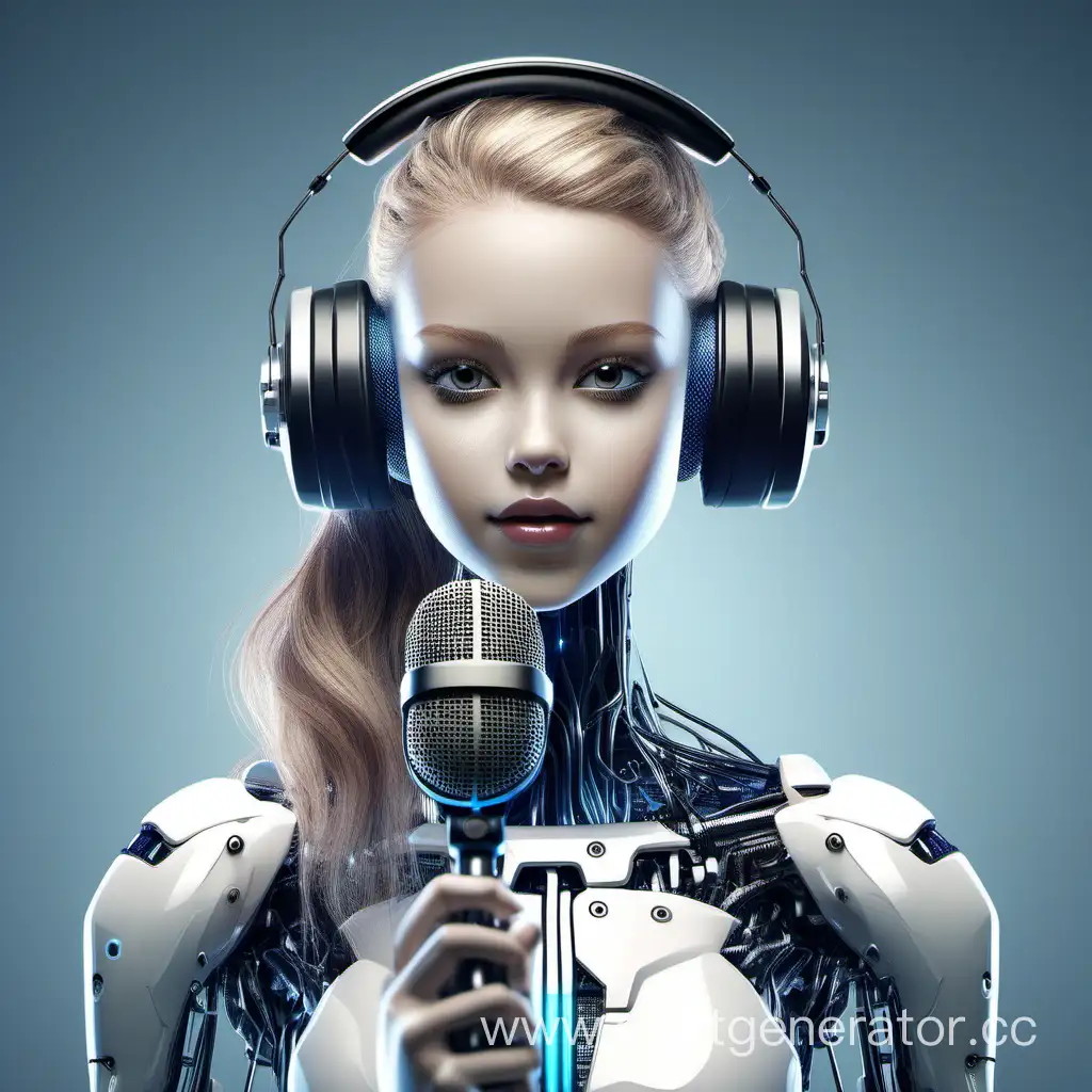 Artifical intelligence girl with microphone