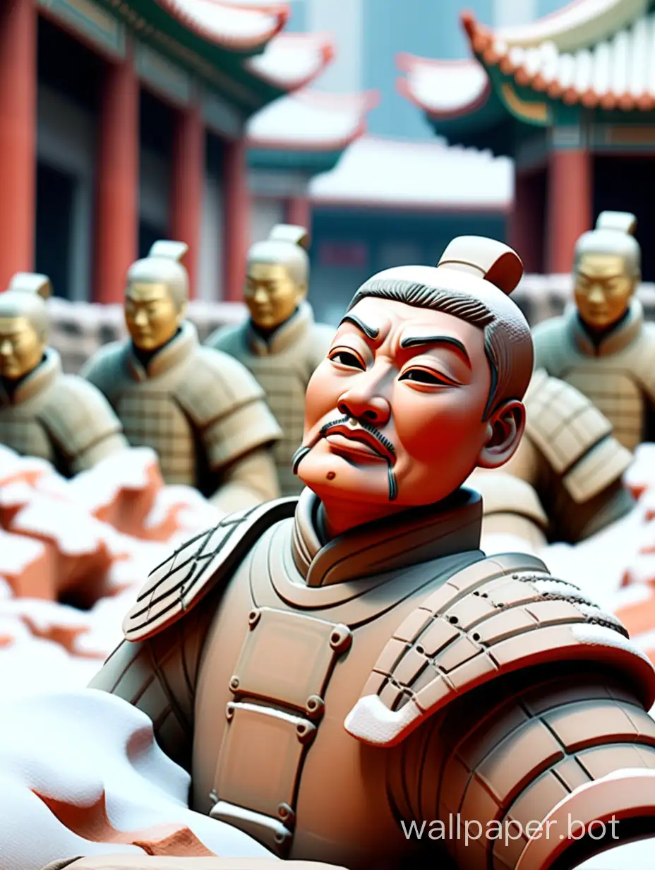 Terracotta-Army-Resting-in-a-Snowy-Cityscape