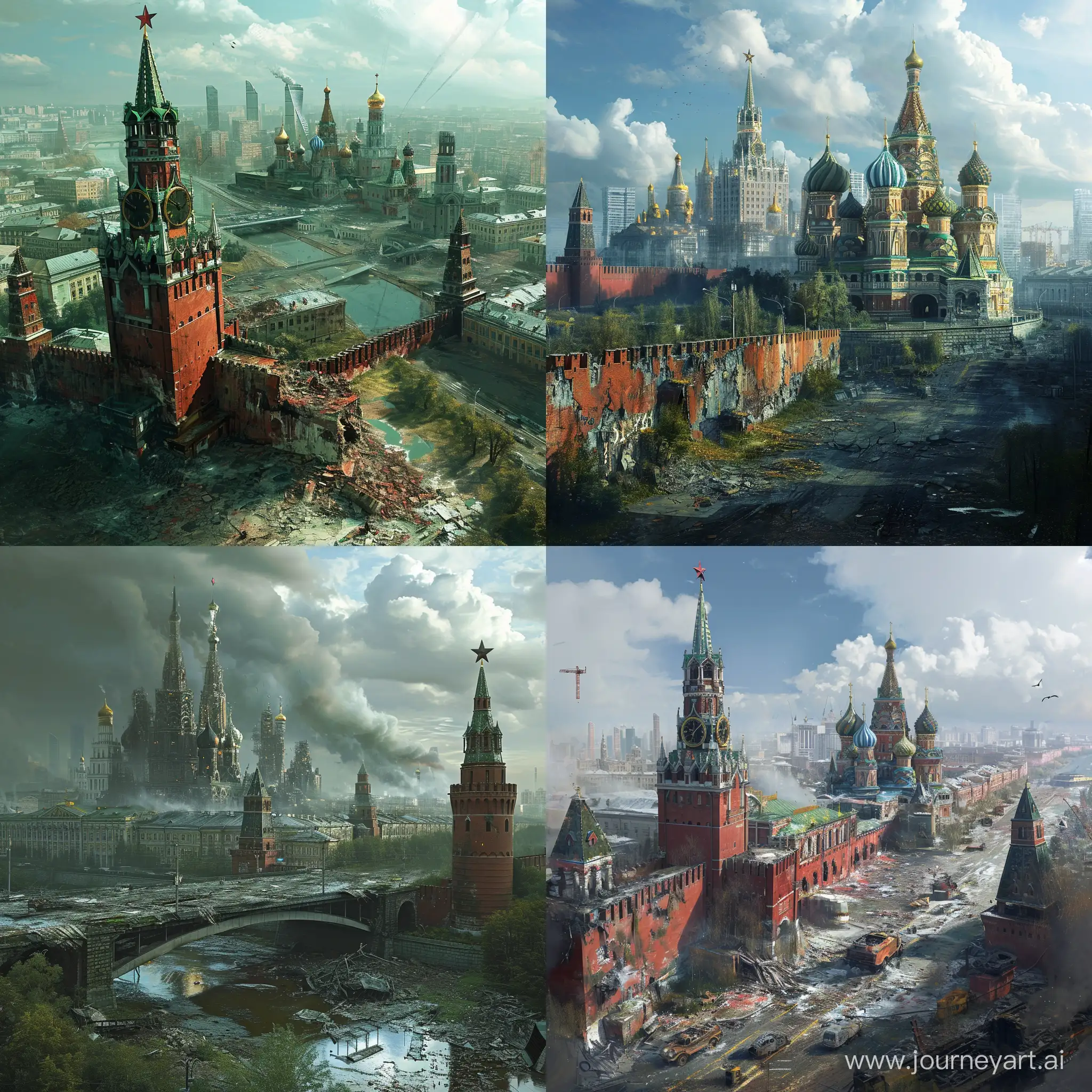 Futuristic Moscow, post-apocalyptic style, high technology, phantasy --v 6