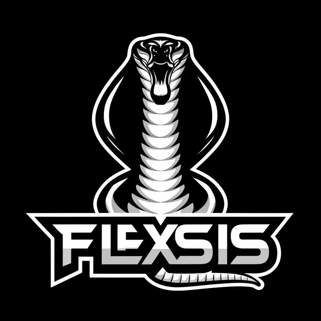 logo, Black King Cobra, with the text """"
Flexsis
"""", typography