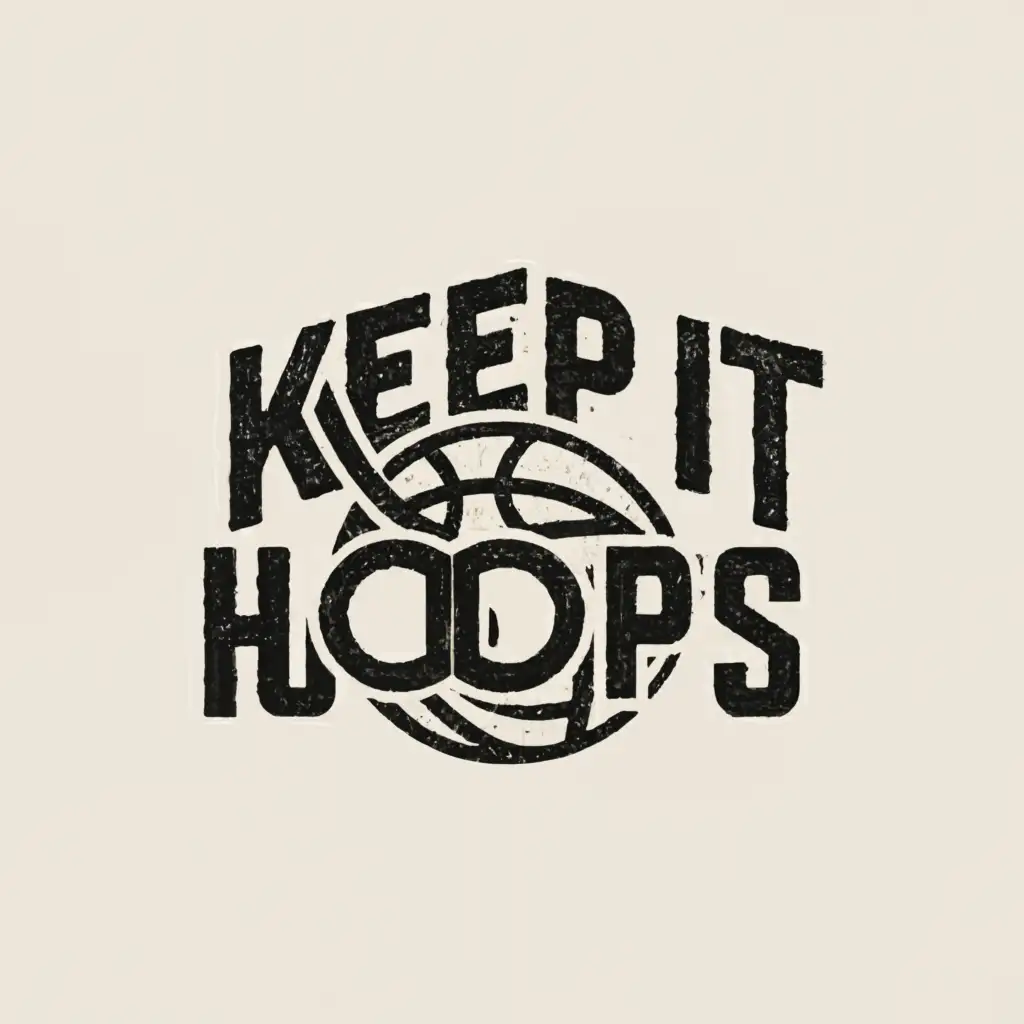 a logo design,with the text "Keep It Hoops", main symbol:Basketball,Minimalistic,clear background