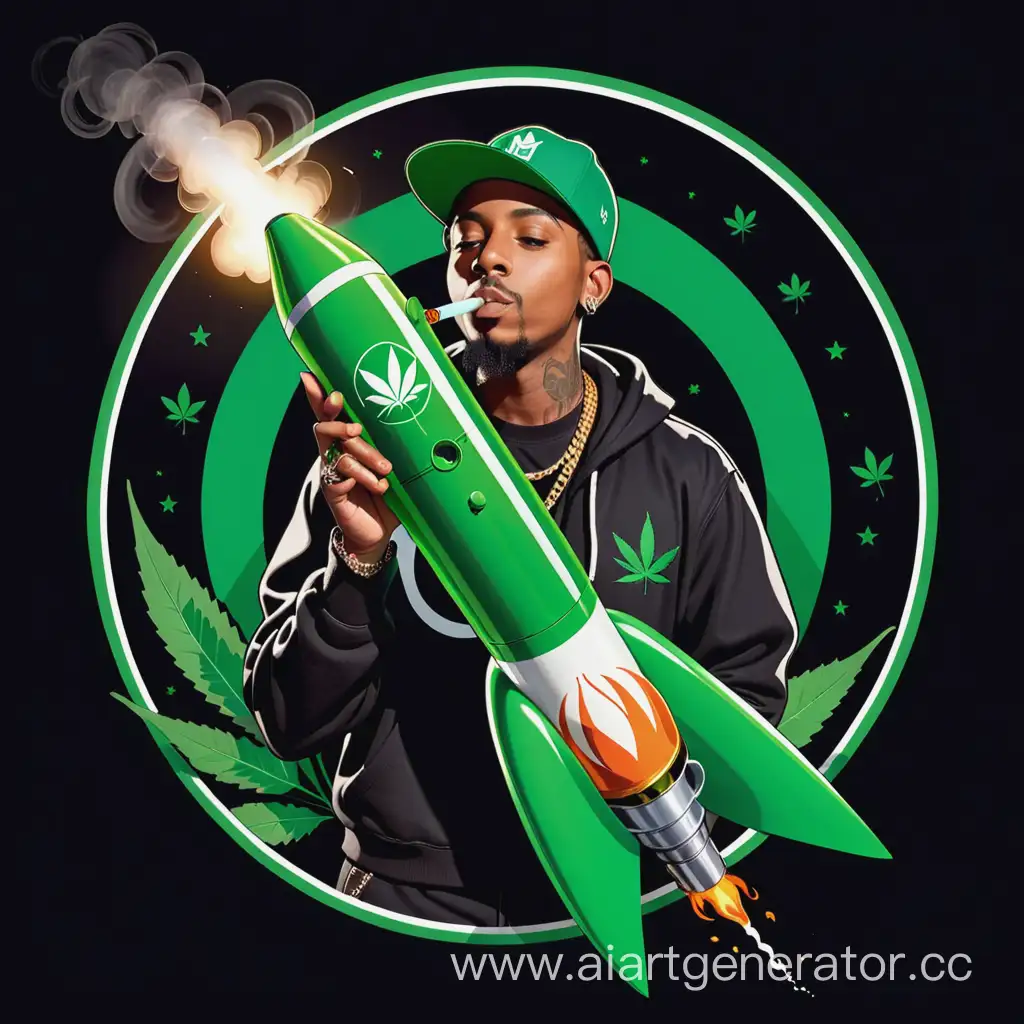 Green-Rocket-Logo-with-Rapper-Holding-Bong-Cannabis-Culture-Emblem