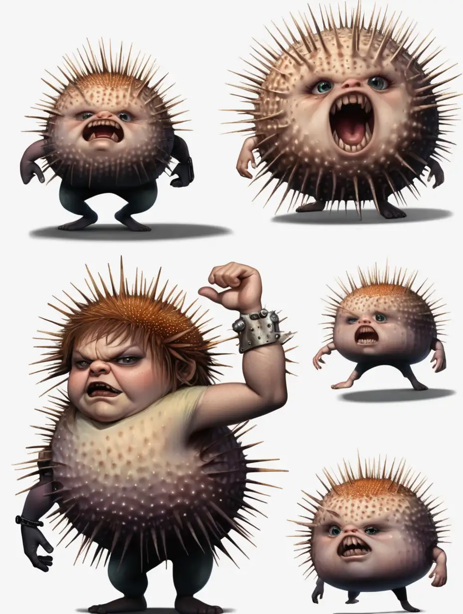 short rotund gnarly arm hunchback, saboteur and technician, female orphan urchin