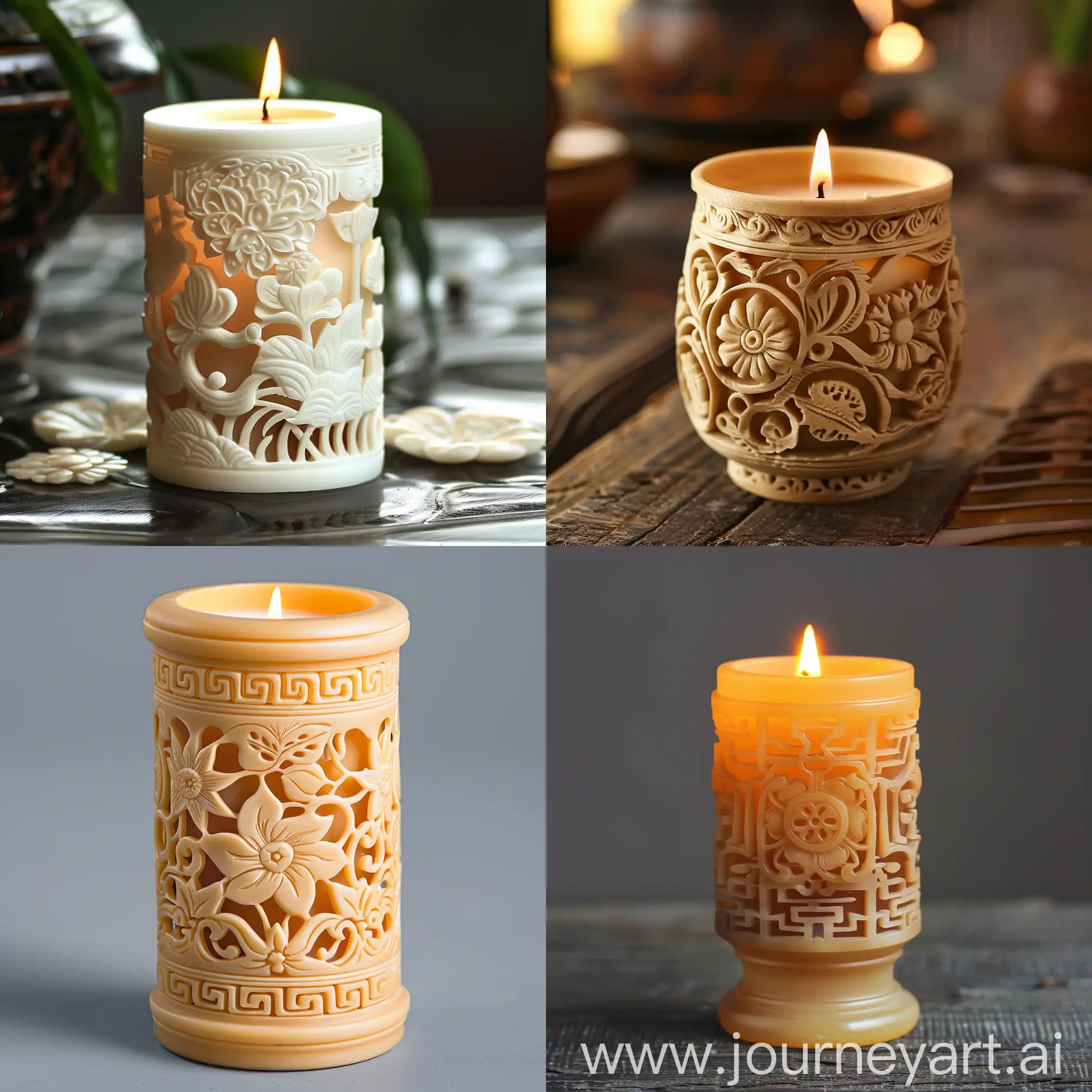 traditional Chinese patterns,hollow-out carved candle，