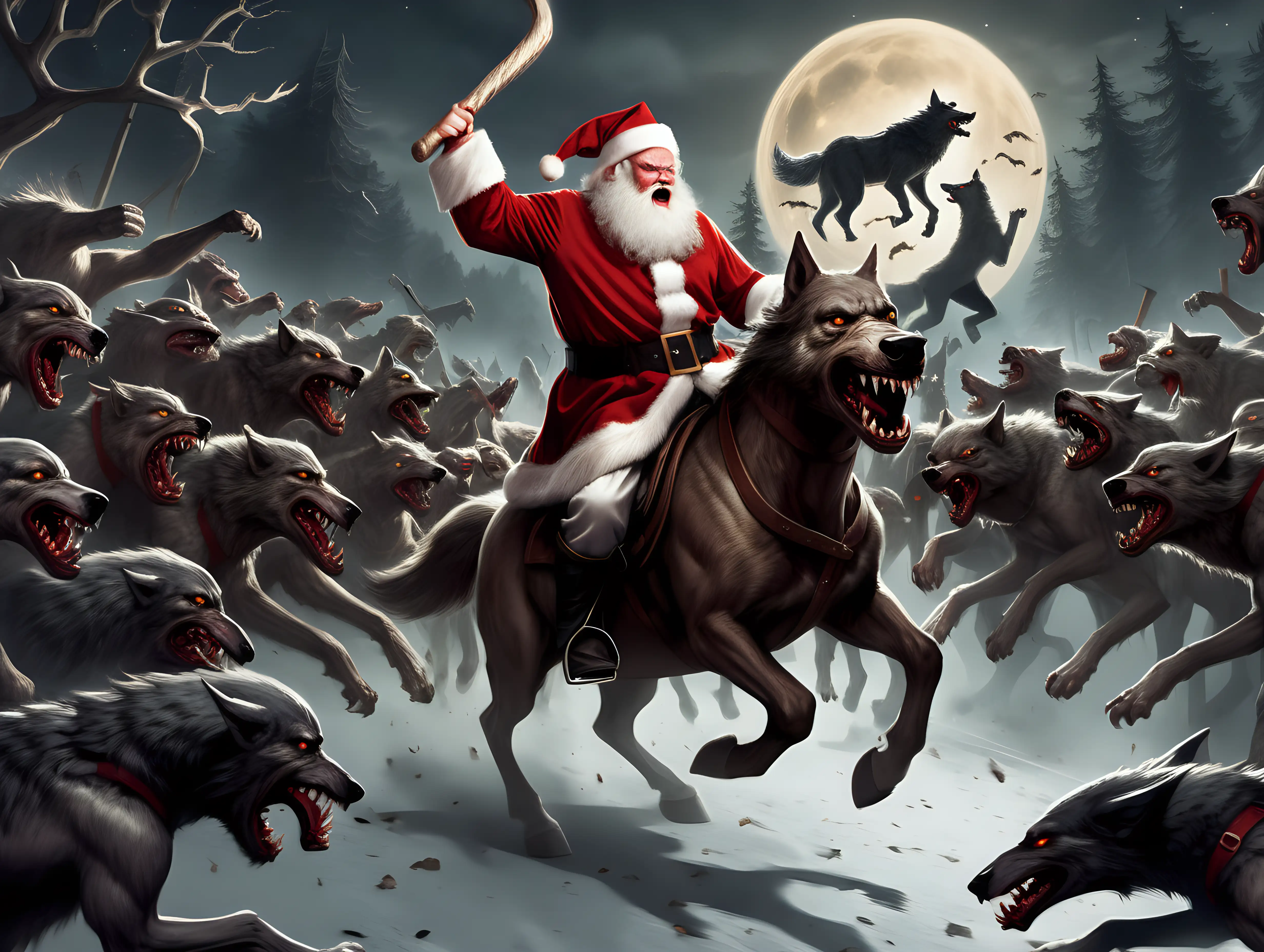 Legendary Battle Kris Kringle Confronts Werewolf Horde on Horseback