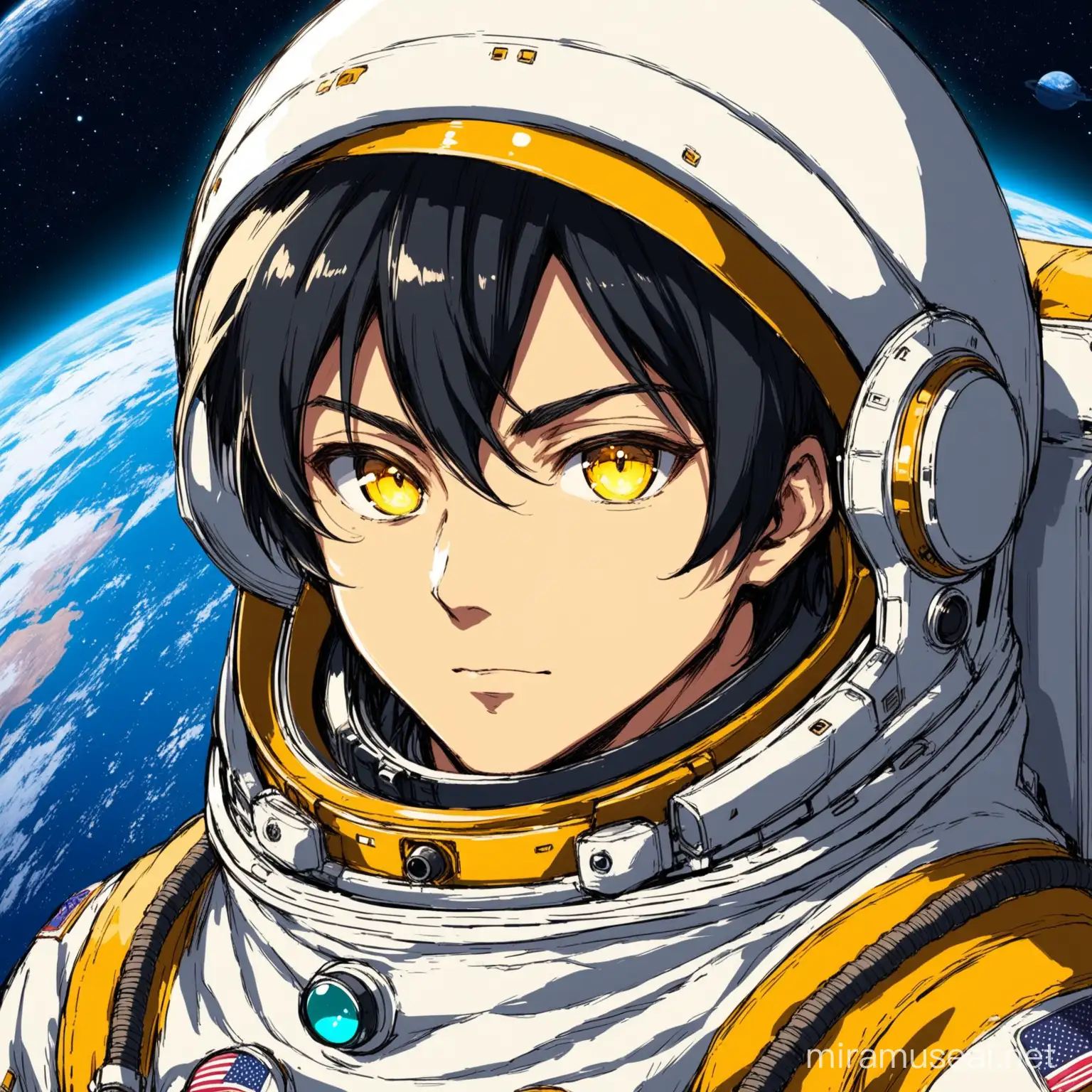 Mature Anime Boy Vtuber astronaut 
yellow eyes