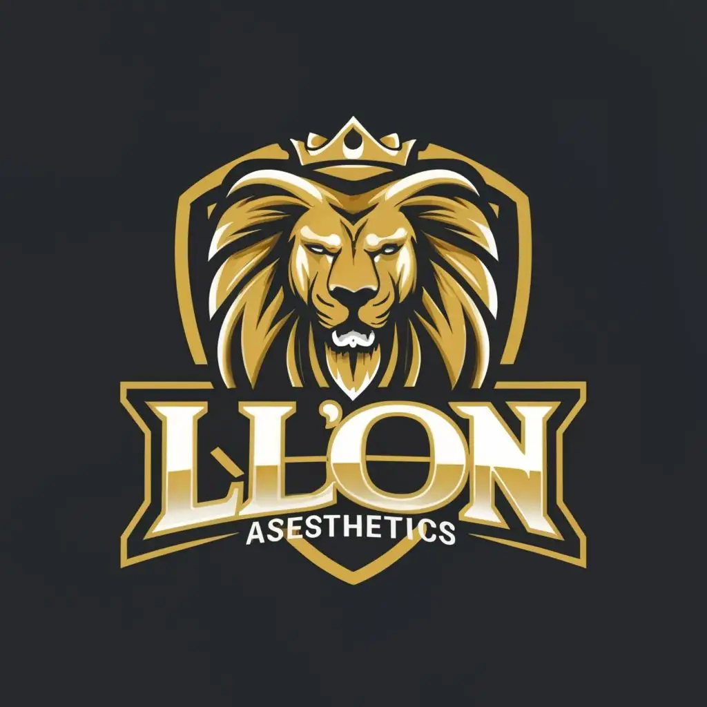 LOGO-Design-For-Lion-Aesthetics-Majestic-Lion-with-Crown-Symbolizing-Strength-and-Power
