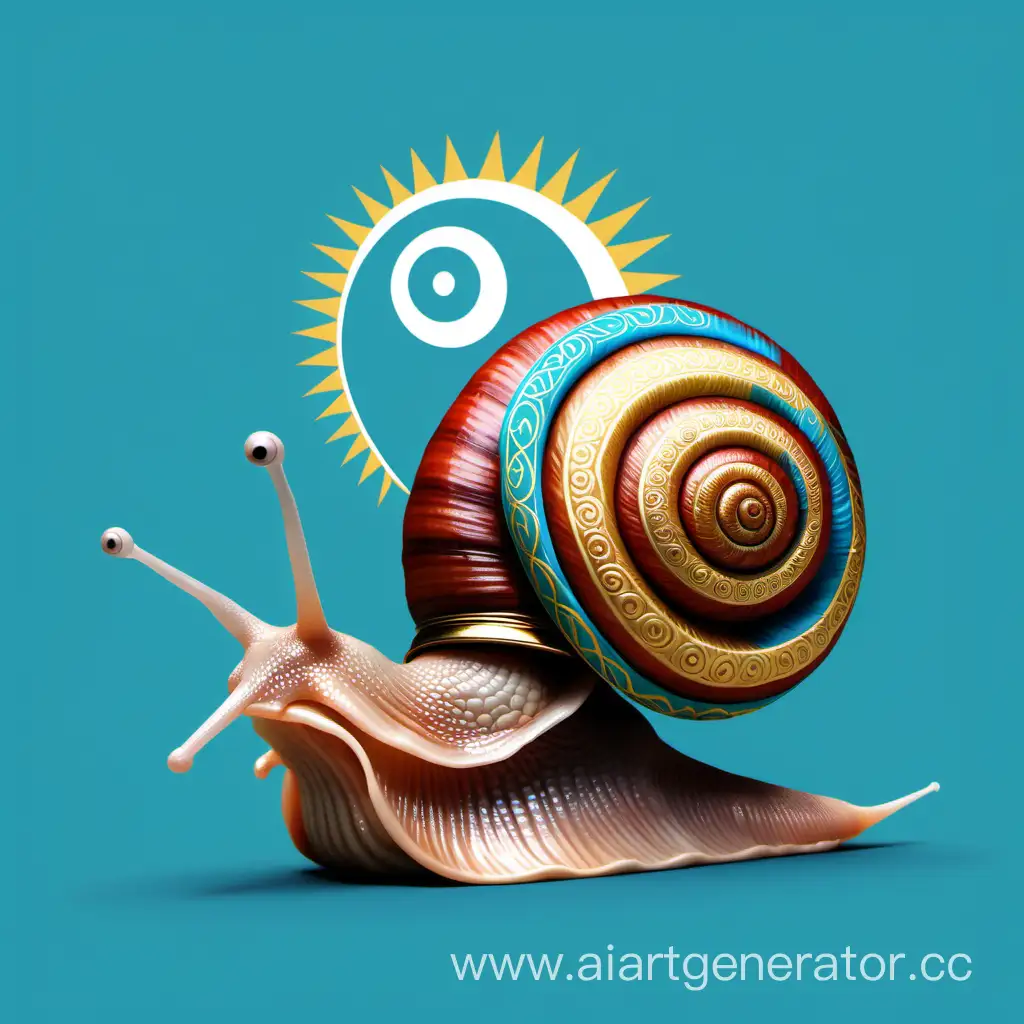 "Generate an image of a snail wearing a Kazakh national headgear on its head."



