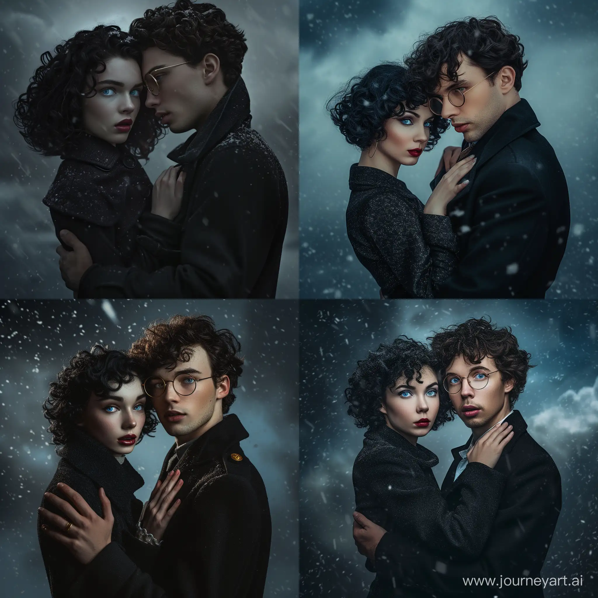 Romantic-Couple-Embracing-in-Snowstorm-Realistic-Love-Scene