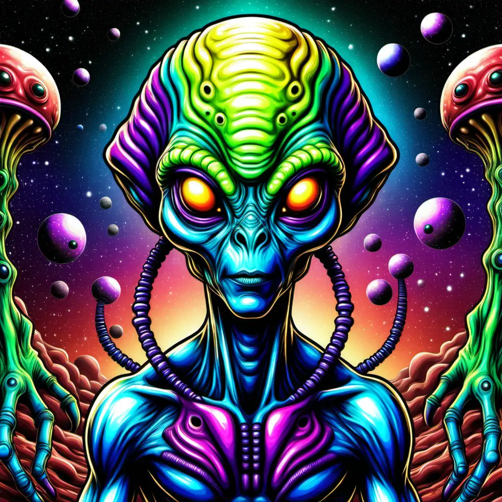 Colorful Alien Illustration for Captivating Coloring Book Cover