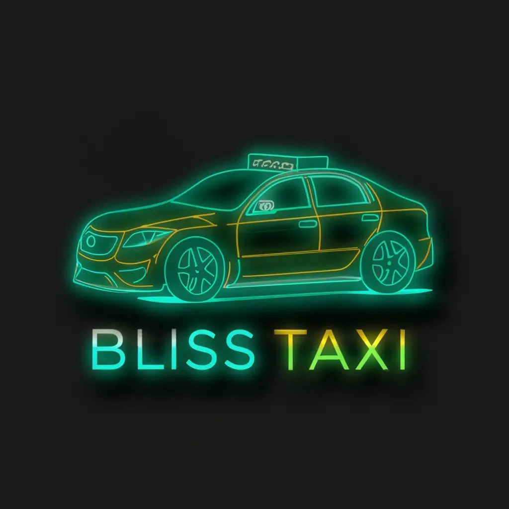 LOGO-Design-for-BLISS-TAXI-CyberpunkInspired-Travel-Service-with-Luxurious-Elements