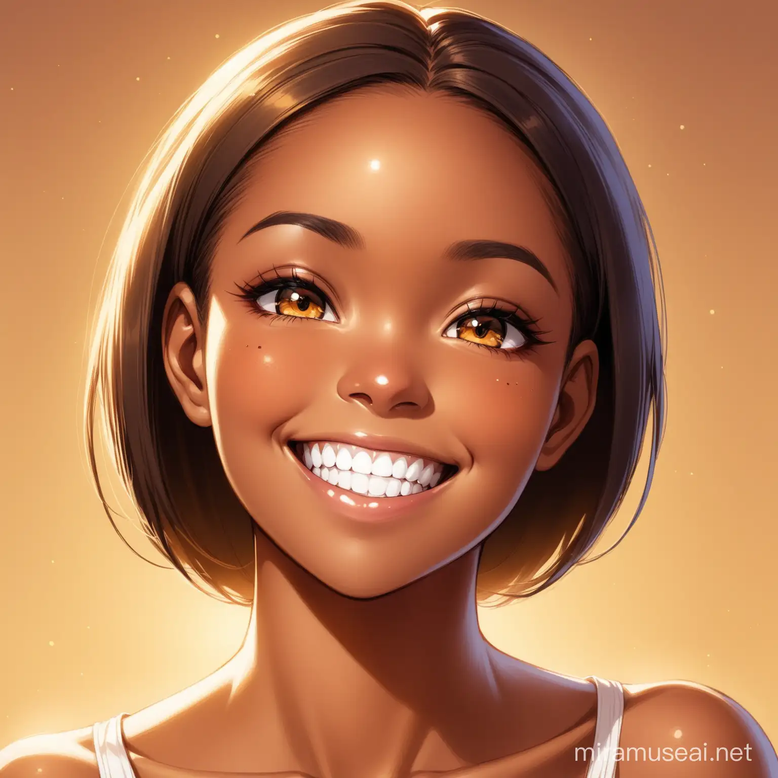 Female, dimpled, smile, african