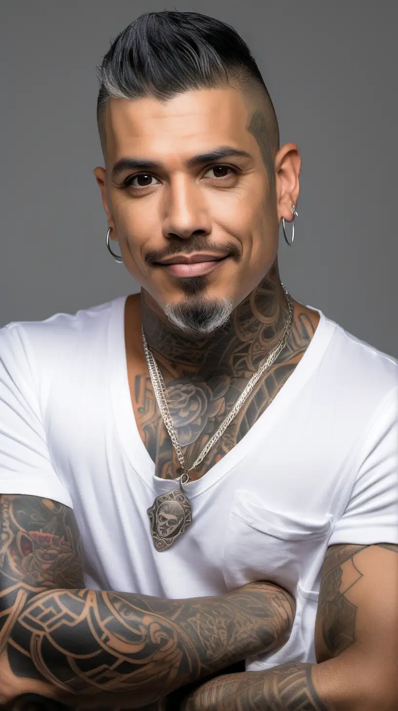 Handsome Latino Gay Tattoo Artist Headshot with Transparent Background