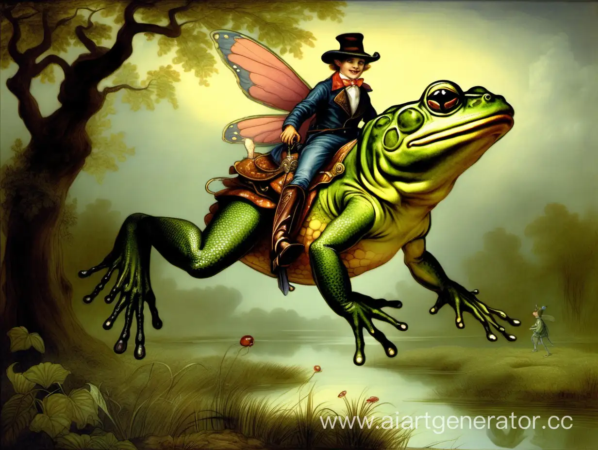 FairyCowboy-Riding-a-Majestic-Frog-in-a-Victorian-Fairytale-Painting