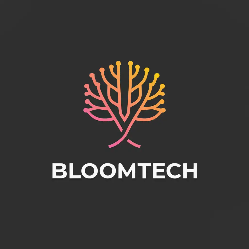 a logo design,with the text "BloomTech", main symbol:laserbeam flaring into the shape of a dead tree,Moderate,clear background