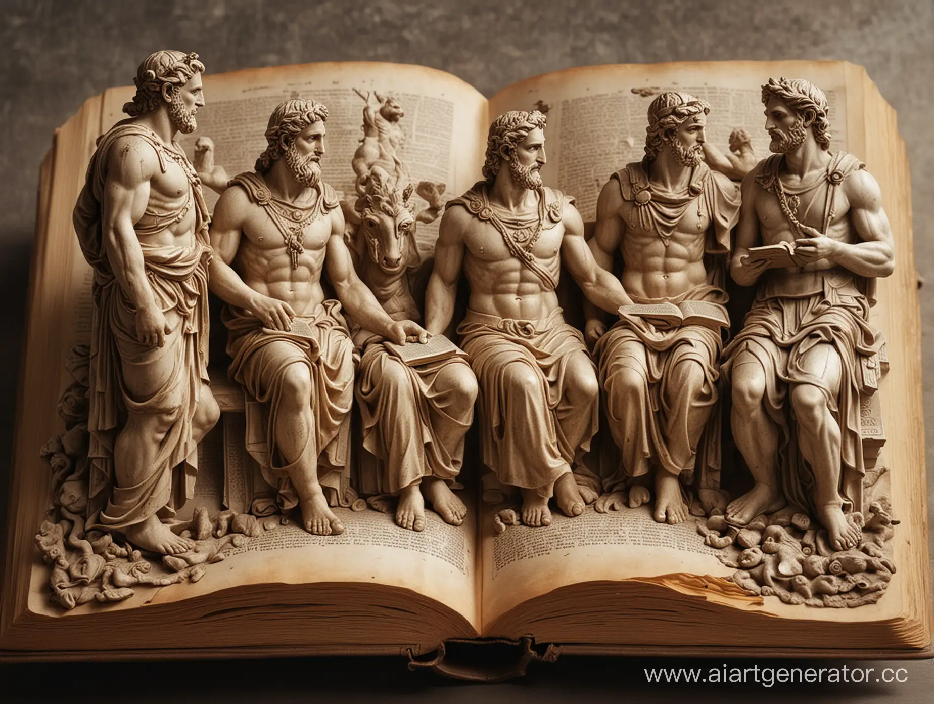 древние боги рима сидят вокруг книги 