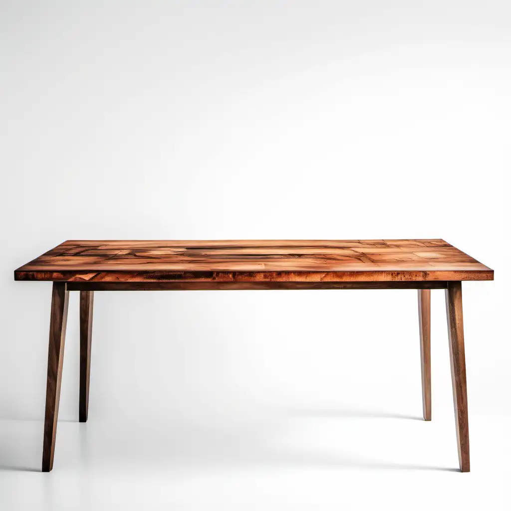  watercolored brown wood table,complete table, against white background
 