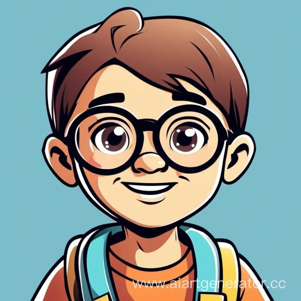Детский Персонаж в очках нарисованный в 2д стиле анимирования