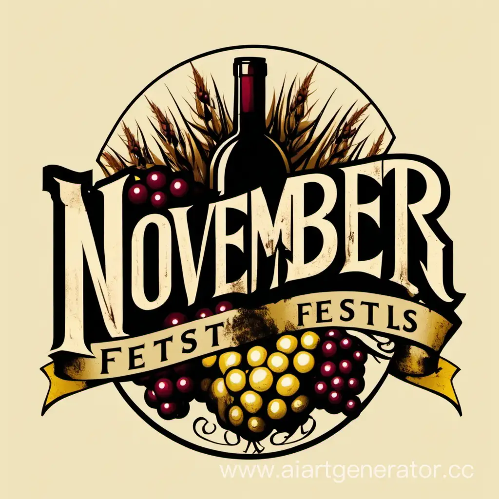 логотип для фестиваля Ноябрьфест. он посвящён вину и урожаю