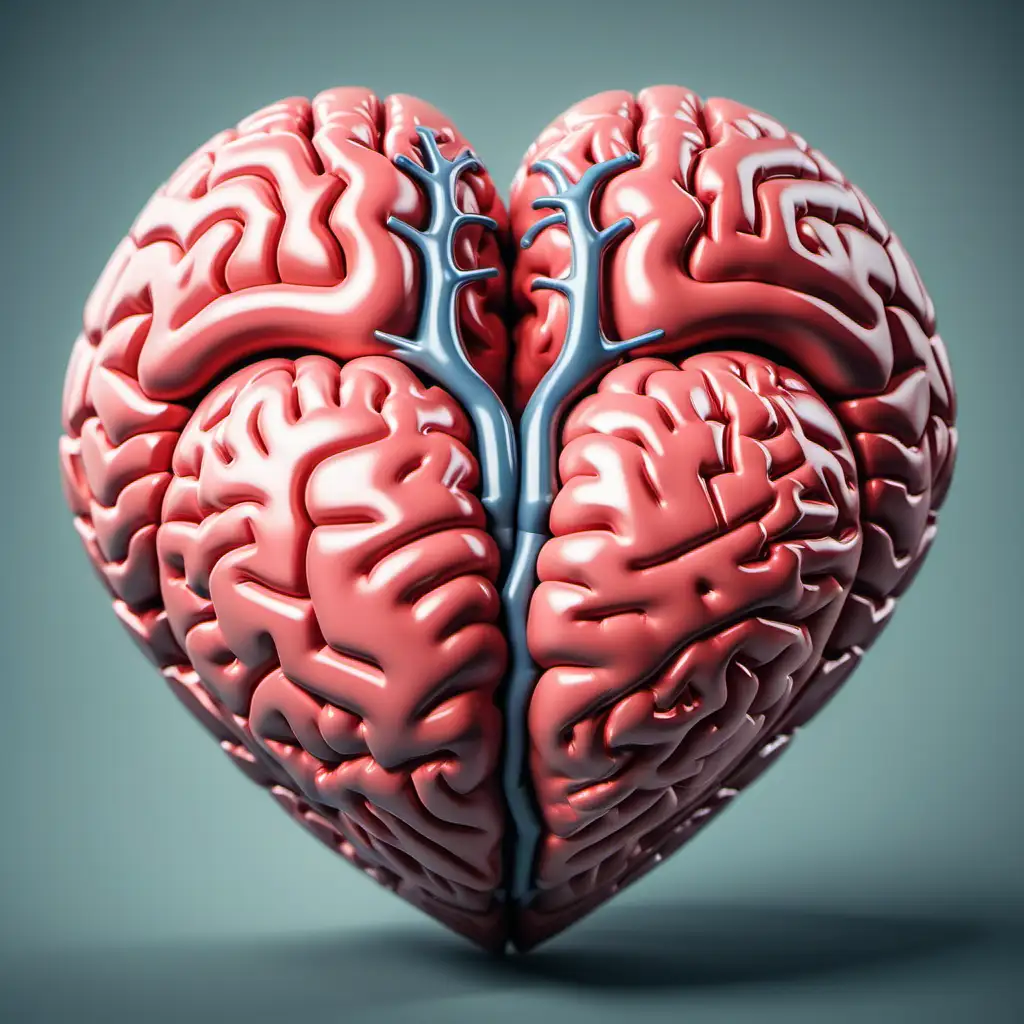 HeartShaped Brain Art Creative Conceptual Illustration of a Human Brain in the Form of a Heart