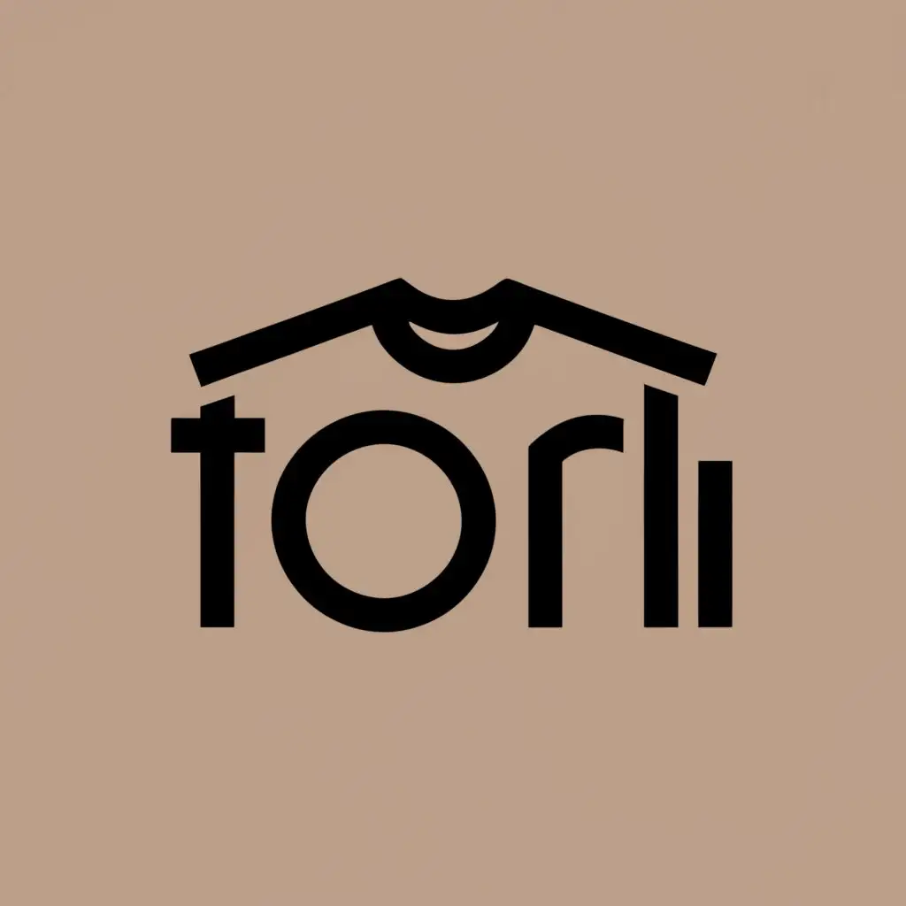 a logo design,with the text "Tori", main symbol:Black Tshirt,Minimalistic,clear background
