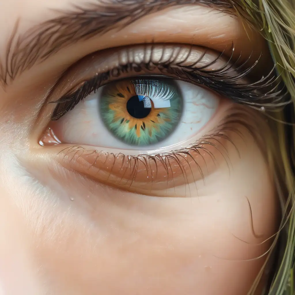 CloseUp Portrait of a Stunning Woman with Hazel Green Eyes