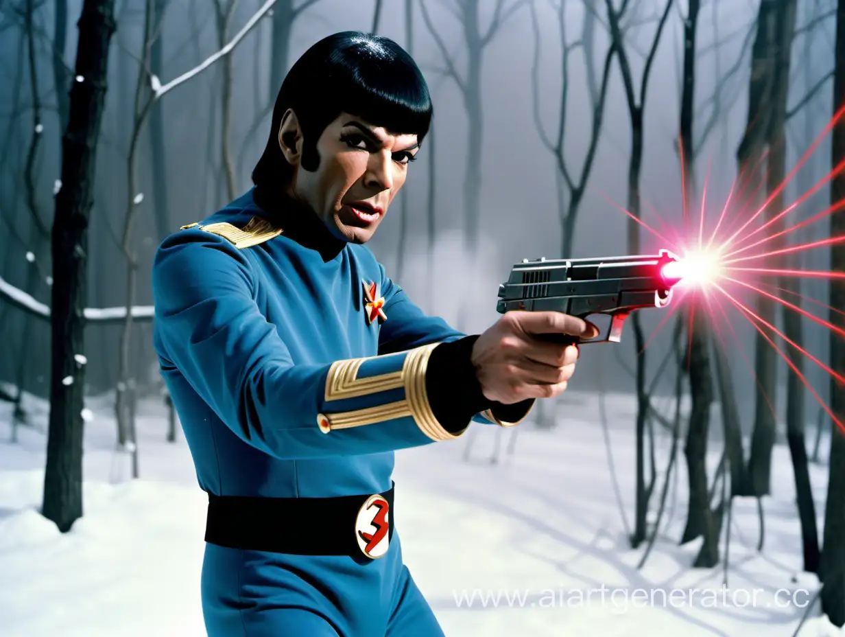 Spock-as-Michael-Jackson-Battles-Ku-Klux-Klan-with-Laser-Gun-in-Wintry-Weather