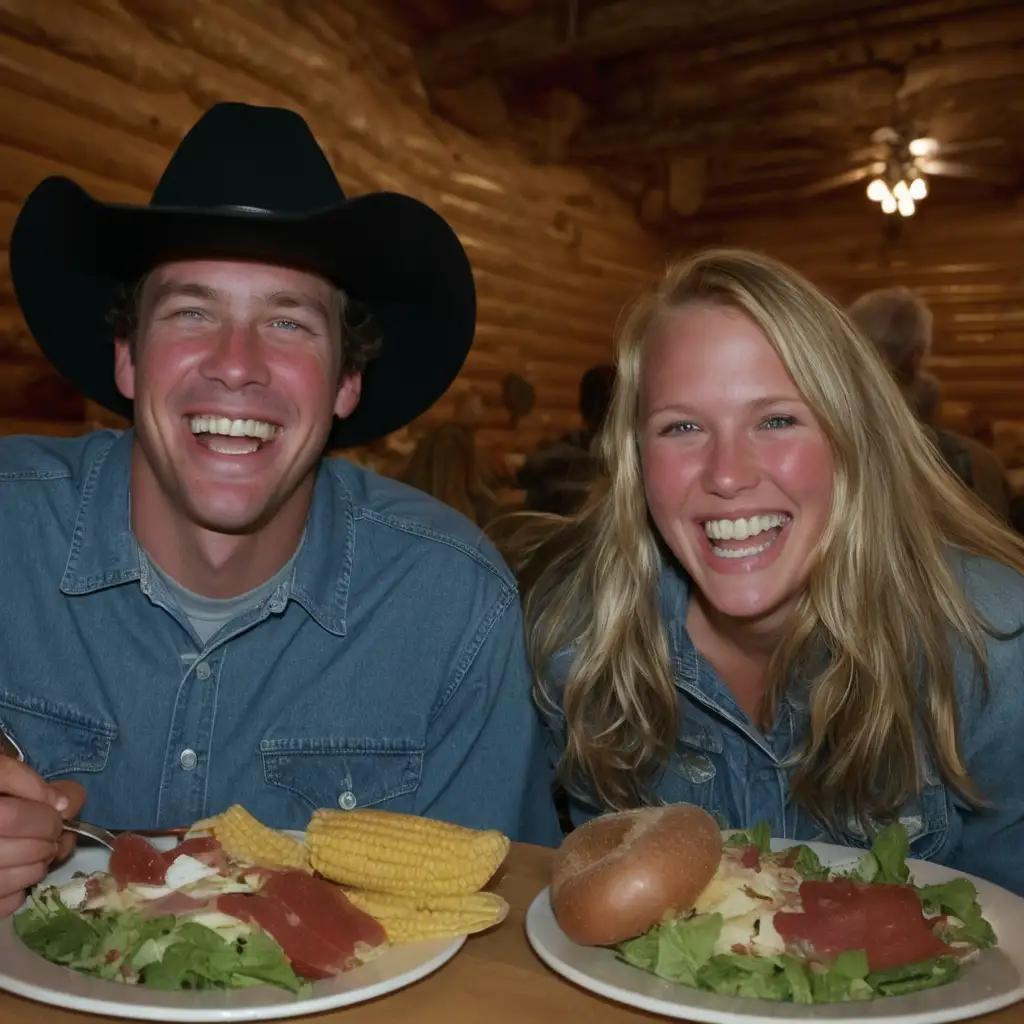 Joyful Gathering of Wyoming Locals Enjoying a Festive Meal