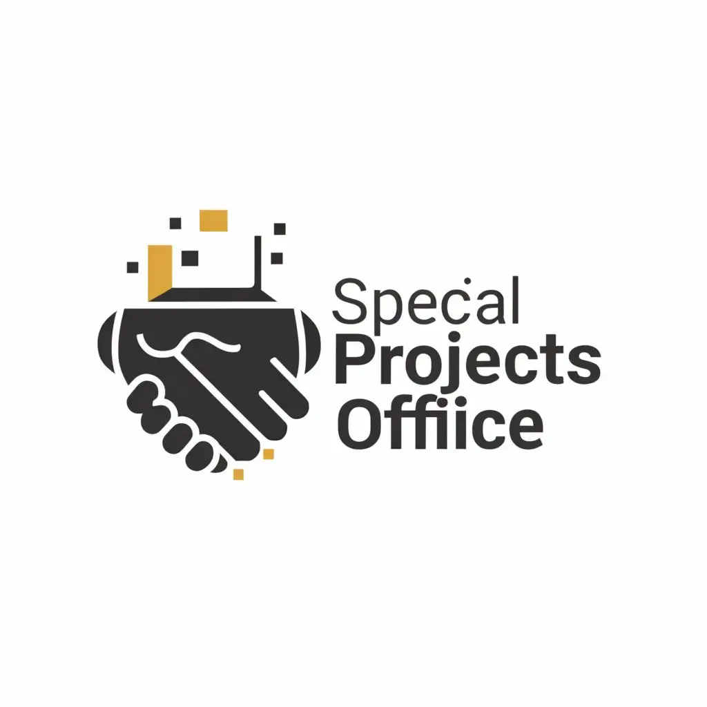 a logo design,with the text "Special Projects Office", main symbol:shake hands,complex,be used in Home Family industry,clear background