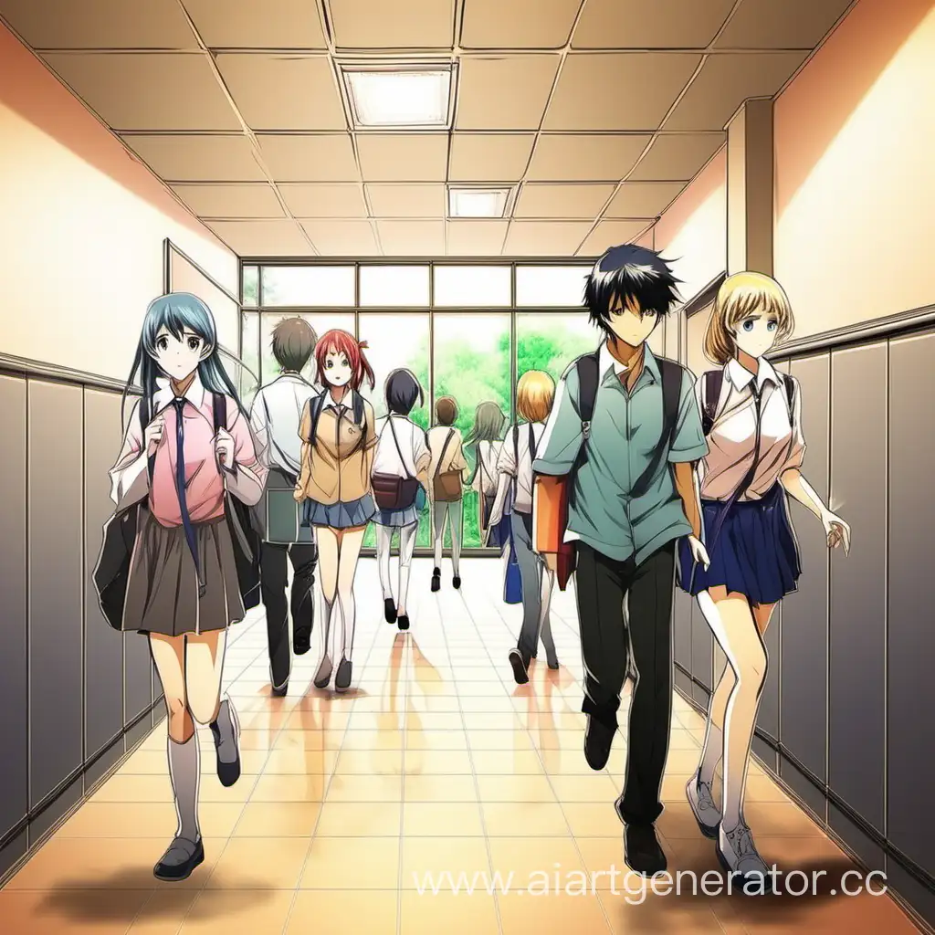 группа людей выходит из класса
картинка в стиле аниме