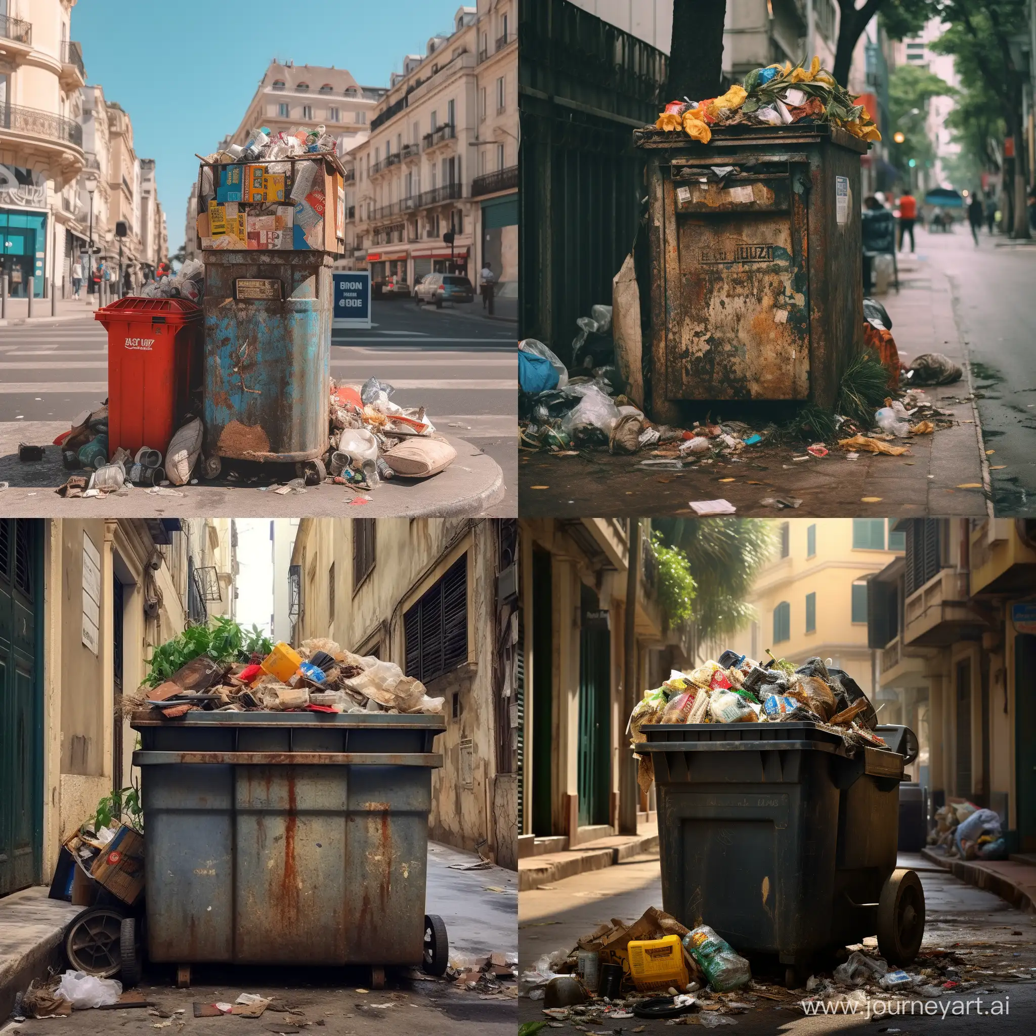 Urban-Decay-Neglected-Garbage-Container-in-a-Picturesque-Street