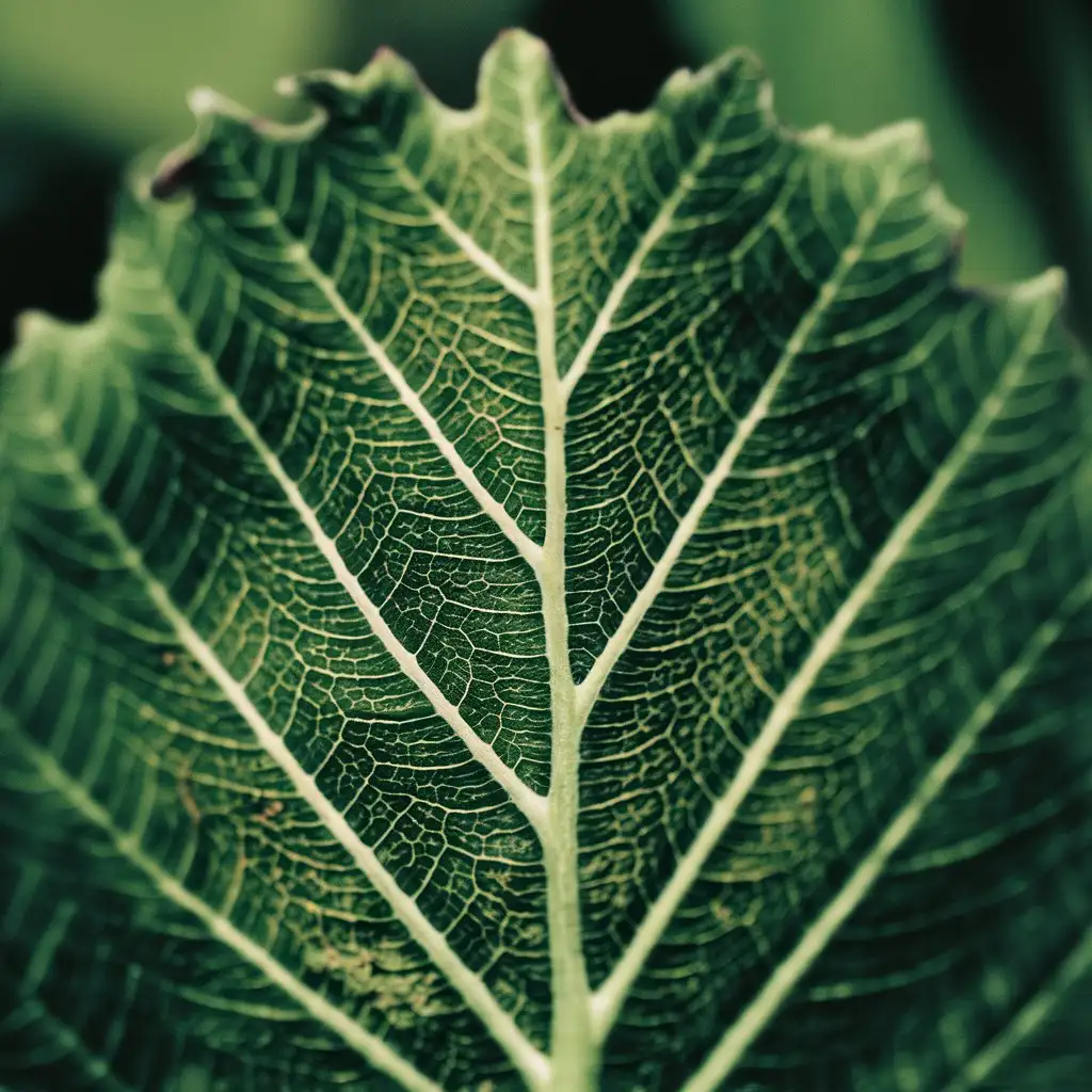 Vibrant-Leaves-with-Prominent-Veins-Botanical-Illustration