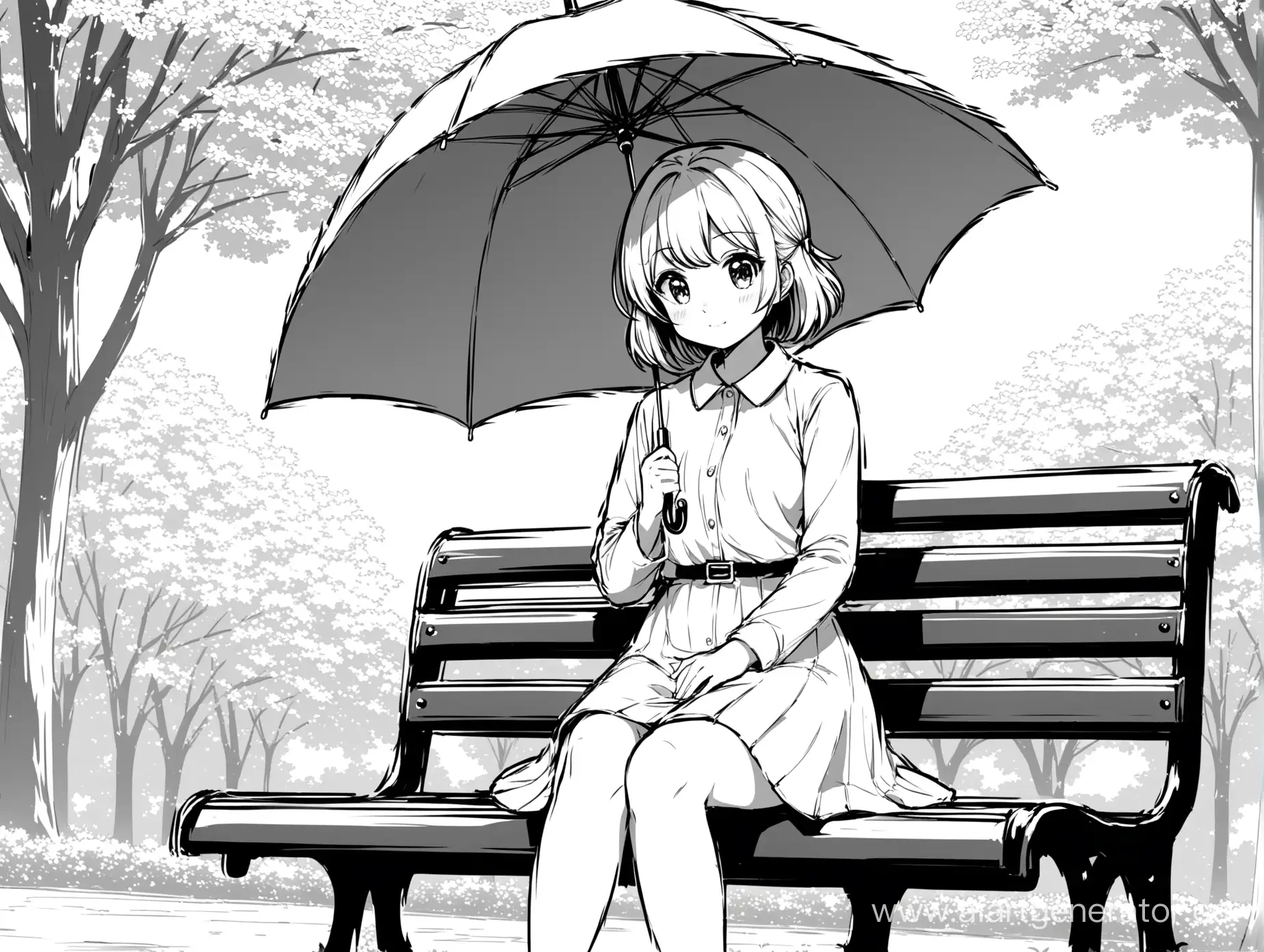 Anime-Girl-with-Umbrella-in-Lainart-Style-Coloring-Book-Illustration