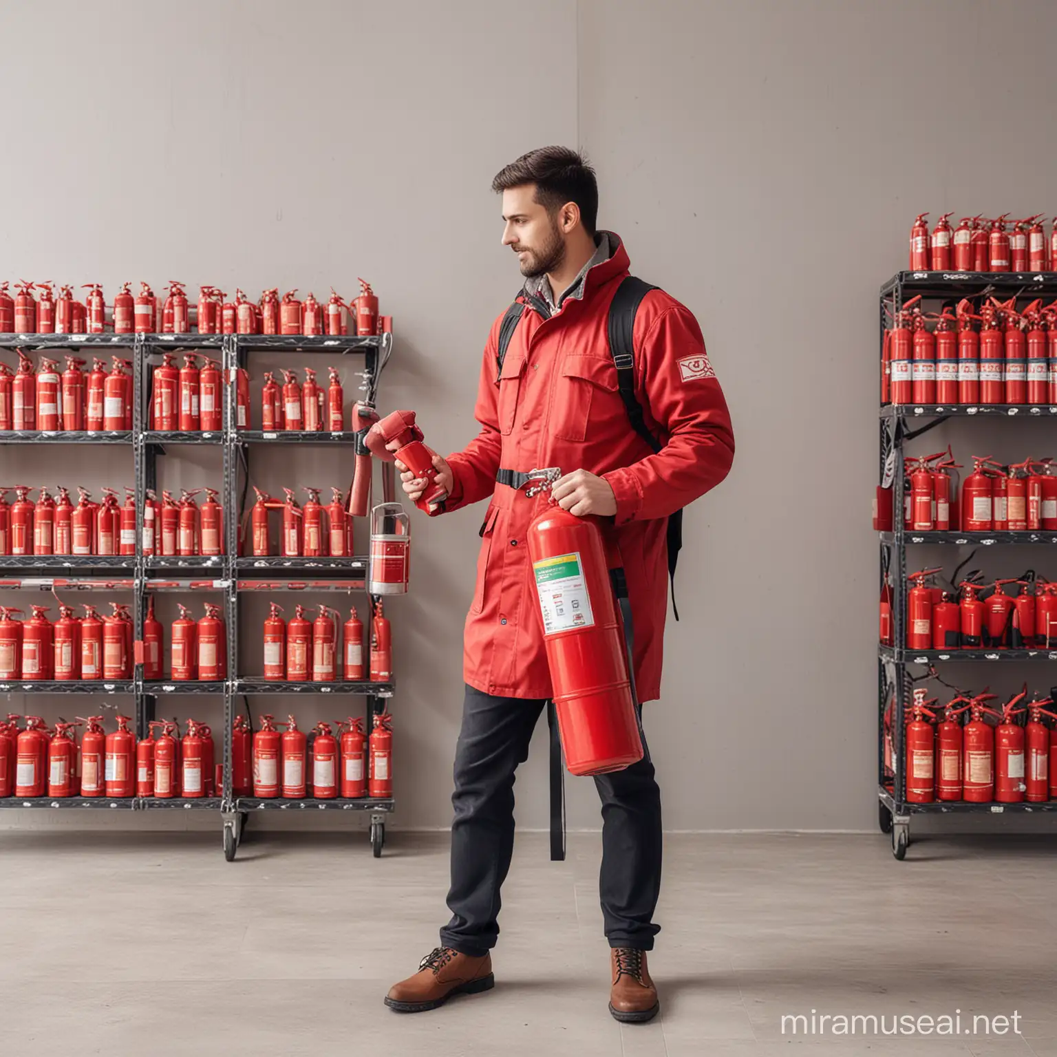 Template about person buying fire extinguisher