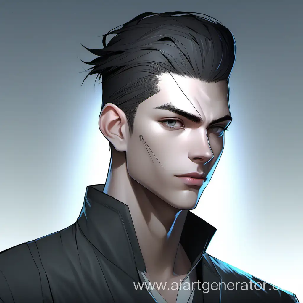 Hyperdetailed-Portrait-of-a-Slender-19YearOld-Boy-with-Slicked-Back-Hair-in-Night-City