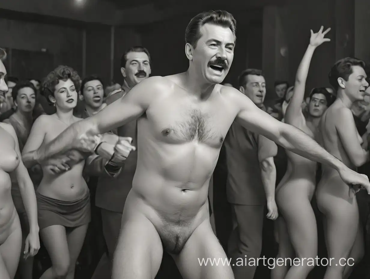Naked Stalin at full height dancing at club